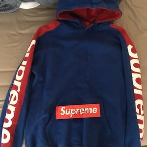 SUPREME FW18 BLUE SIDELINE HOODIE XL